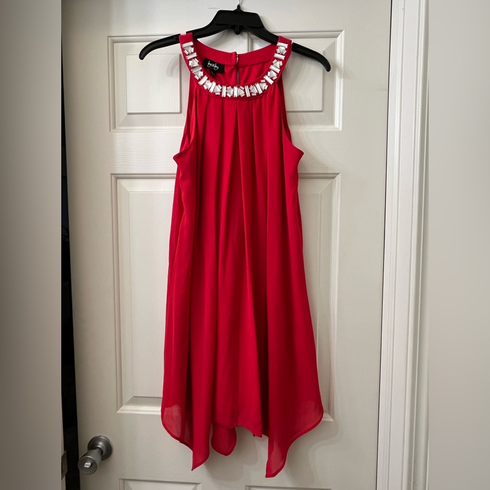 Short red flowy dress
